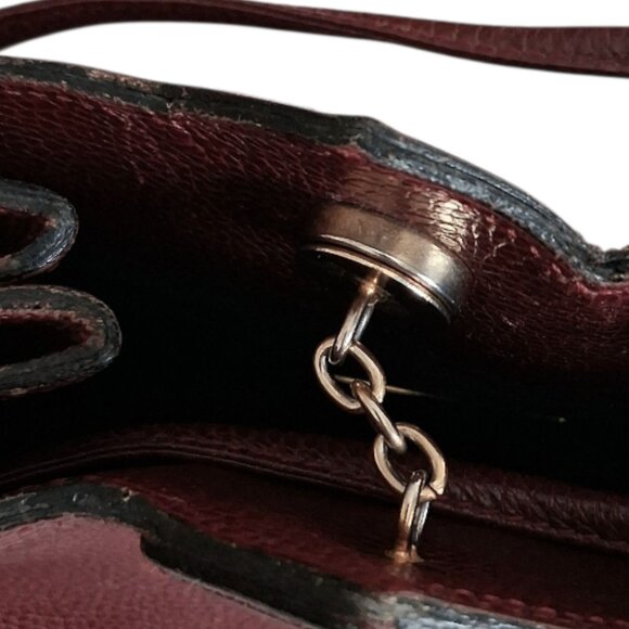 RARE Vintage Revillon French Bucket/Hobo Bordeaux Leather Antique Handbag - Picture 10 of 12